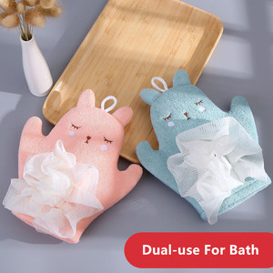 Gants de bain animaux de dessin animé mignon serviette double face ménage frottant plâtre exfoliant bébé gants de bain - Product Image 2