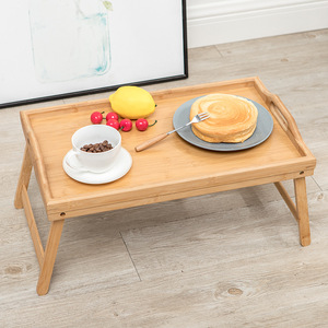 Bamboo Folding Tabletop Laptop Stand With Handles For Home Bedroom Use - Product Image 2