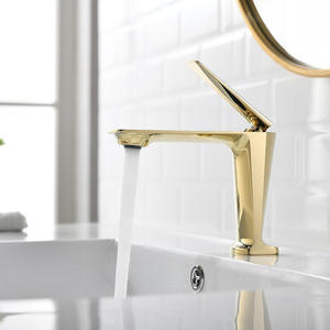 Robinet de lavabo tout cuivre monotrou monocommande à poser sur le plan avec cartouche céramique pour salle de bain - Product Image 2