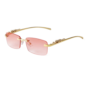 ADE WU STY8665C or léopard décoration lunettes <span class=keywords><strong>de</strong></span> soleil sans cadre femmes sans monture clair lentille Anti-bleu lunettes - Product Image 6