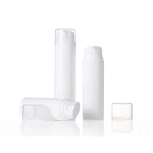 OEM/ODM havasız vakum pompa şişesi 30ml 50ml 80ml 100ml 120ml 150ml beyaz PP havasız şişe
