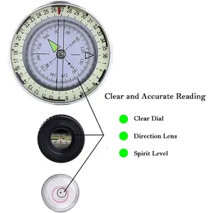 <span class=keywords><strong>Bussola</strong></span> Professionale <span class=keywords><strong>Vintage</strong></span> Multifunzionale in Metallo con Custodia in Alluminio, Display a Quadrante con Puntatore per Escursionismo e Arrampicata - Product Image 2