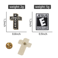 En gros, épingles de revers et badges en métal en alliage de zinc nickelé noir, motifs croix chrétienne Jésus, personnalisables, émail souple et émail dur