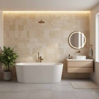 Mosaïque de carreaux en travertin blanc super naturel d'Italie, beige, pour décoration murale