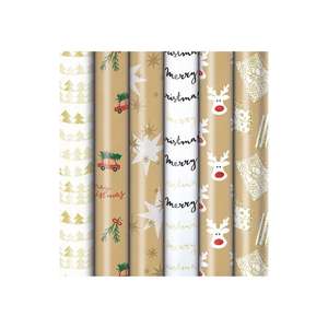 ZOEWIE Weihnachtspapier Simply the Best 80 g/m² 100% Recyclingpapier braun und weiß Glitter 1,5m x 70cm - Product Image 1