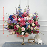 Boule de fleurs en soie colorée de luxe DKB blanche pour décoration de mariage et de Noël, centre de table rose et gypsophile