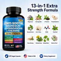 Capsules d'ashwagandha et de glycinate de magnésium avec L-théanine - Force extra 13-en-1 pour le soutien du calme, Marque privée OEM