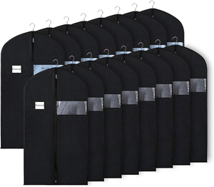 <span class=keywords><strong>Housse</strong></span> de vêtement en tissu non tissé avec fenêtre transparente et <span class=keywords><strong>porte</strong></span>-carte d'identité, idéale pour costumes, vestes et manteaux – Parfaite pour les hôtels et les blanchisseries – Offre spéciale - Product Image 2
