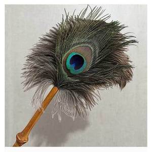Plumeau en plumes de paon avec manche en bambou, tête ronde, pour le nettoyage des meubles, objet décoratif, fabriqué à Anji, Zhejiang - Product Image 4
