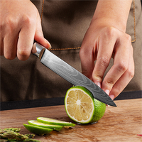 Ensemble de 8 couteaux de cuisine Damas, manches en bois ambidextres, lames en acier inoxydable tranchantes, couteaux de chef pour trancher, longueur de la lame de 3 à 8 pouces, EVA