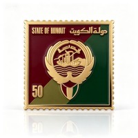 Stempel Latar Belakang Dua Warna Enamel untuk Lambang Nasional Kuwait Berlapis Elektro Dua Warna Warna Negara Kustom Logam Antik