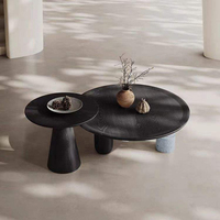 Table basse ronde minimaliste, style médiéval, design de luxe léger, table à thé artisanale effet pierre craquelée pour salon