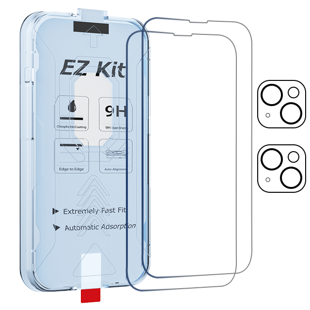ฟิล์มกระจกเทมเปอร์พร้อมเครื่องมือติดตั้งและเลนส์กล้อง