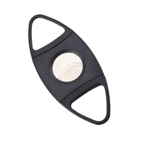 Coupe-cigares double lame en acier inoxydable noir personnalisé avec logo, durable, moderne et portable, pour tabac en V