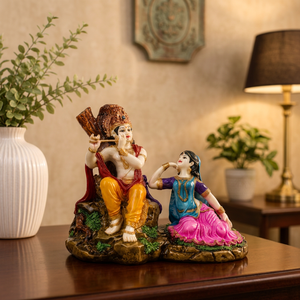 Nirmala Handicrafts - Estatua de Resina Hecha a Mano de Radha Krishna con Flauta |   Figura Religiosa Hindú Tradicional para Decoración del Hogar - Product Image 1