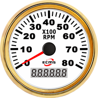 Tachometer ECMS Baru dengan Pengukur Jam 8000 RPM 9-32V Bezel 316L untuk Mesin Kapal Laut/Yacht