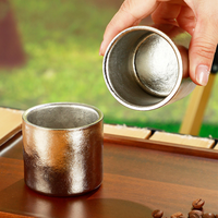 Tasse à double paroi en titane pur 100 ml, mini tasse à thé et café en cristal pour la maison et l'extérieur