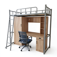 Lit superposé en métal avec bureau intégré, cadre de lit mezzanine en acier, lit surélevé avec armoire, lit superposé simple pour enfants et adultes
