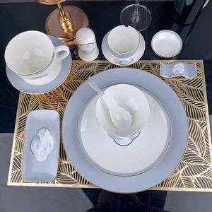 Service de table en porcelaine de luxe en os de chine, motif peinture paysagère chinoise haut de gamme, pour la maison, cadeau, vente en gros - Product Image 6