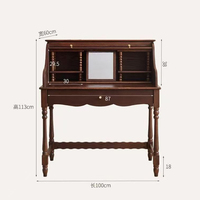 Table de toilette vintage rétro KMJ avec miroir éclairé, en bois massif, pour salle de bain et chambre à coucher