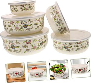 Lot de 3 bols de rangement en céramique de porcelaine peints à la main avec couvercle, accessoires de cuisine colorés et abordables pour fruits et aliments, en gros - Product Image 2