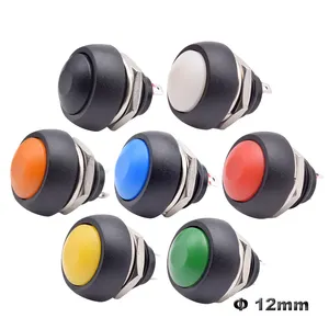 2 Pin 12mm Waterproof Reset Non-locking PBS-33B Small Plastic Push Button Round Head ON OFF Momentary Pushbutton Switch