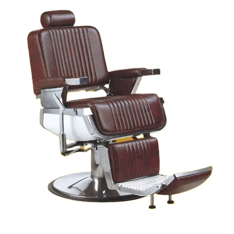 Kahverengi deri saç kesimi erkek berber koltuğu salon mobilyaları için