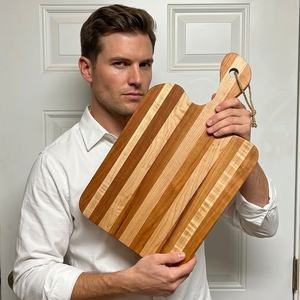 Tabla de Cortar de Bambú Ecológica Hecha a Mano con Cuchillo para Queso de Acero Inoxidable, Gruesa, Reversible y Apta para Lavavajillas - Product Image 1