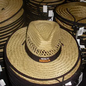 Vente en gros, promotion personnalisée, chapeau de sauveteur en paille tissé à large bord pour hommes avec logo personnalisé