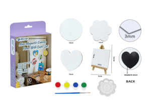 Mini Set di <span class=keywords><strong>Pittura</strong></span> Magnetica <span class=keywords><strong>su</strong></span> <span class=keywords><strong>Tela</strong></span> con Cavalletto, 6 Tavole Irregolari, Colori, Pennelli, Tavolozza. Fai da te per magneti da frigo e decorazioni per la casa - Product Image 1