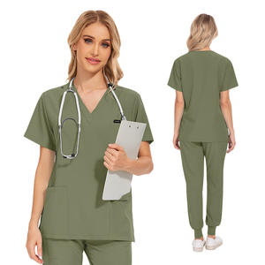 Venta caliente fruta verde enfermera jogging overoles de manga corta poliéster mate trabajo Mono para el cuidado médico de mascotas nuevo Color - Product Image 2