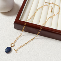 Merryshine acier inoxydable Turquoise pierre naturelle cristal géométrique trombone pendentif collier à breloques pour les femmes