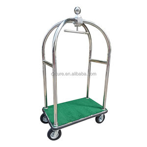 Équipement d'hôtel deux roues Golden Lobby <span class=keywords><strong>Cage</strong></span> à oiseaux chariot à bagages fournitures d'accueil chariot à bagages camion à main - Product Image 5