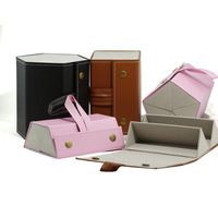 Boîte de rangement simple en cuir multi-compartiments, portable, grande capacité, pliable, pour lunettes