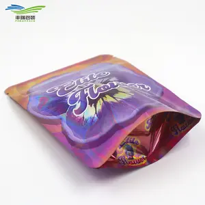 Custom Printing Resealable Stand Up Zipper Pouch 3.5G Edible Cookie Smell Proof Holographic Ziplock Mylar Bag