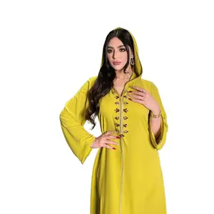 LYCMQ002 Middle East Muslim Robe Ribbon Abaya Dubai Moroccan Women Ethnic Long Dress