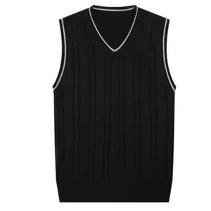 Top Quality New Autumn Winter Fashion Brand Slim Fit Knit V Neck Sweater Vest Men Trendy Cotton Sleeveless Casual Men Clothes