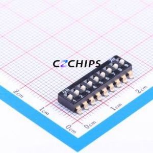 DSIC09LSGET DIP Switch SMD-18P,6x22.9mm Switch Flat Toggle, Raised Type Single Pole Single Throw 9-Bit 2.54mm - Product Image 1