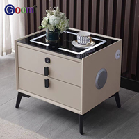 Table de chevet multifonctionnelle Goomi Home avec lampe tactile 3 couleurs, charge sans fil, port USB et haut-parleur Bluetooth