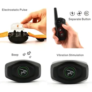 방수 충전식 개 훈련 칼라 원격 제어 <span class=keywords><strong>LED</strong></span> 조명 안티 바크 제어 전기 충격 긴 배터리 수명 1640ft - Product Image 3