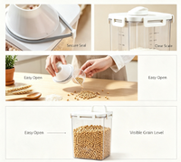 Organisateur de garde-manger, boîte de rangement pour aliments secs, récipient hermétique transparent pour céréales avec couvercle gradué pour riz, noix, pâtes, haricots