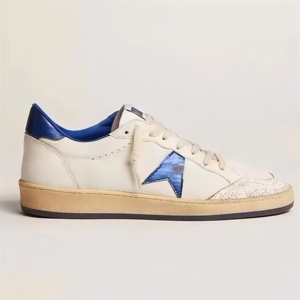 Chaussures de course à plateforme épaisse en cuir doré pour femmes et hommes, style baskets légères à lacets avec paillettes métalliques - Product Image 1