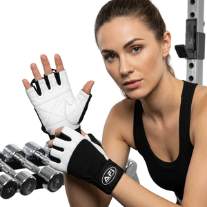 White Black Fitness <b>Gloves</b> Barehand Training <b>Gloves</b> Weightlifting Workout Grip <b>Gloves</b> for Gym - Product Image 2