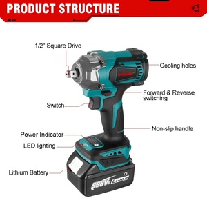 Clé à chocs électrique sans balais ONEVAN 1200 N.m, embout de tournevis 1/2 pouce, lumière LED, outils électriques pour batterie <span class=keywords><strong>Makita</strong></span> 18V - Product Image 3
