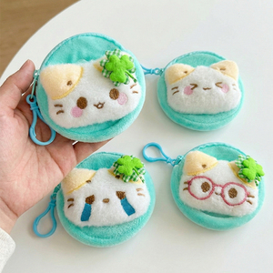 Kawaii क्लैवर बिल्ली बिल्ली के टुकड़े टुकड़े कीचेन पेलेंट मिनी फ्फी स्टोरेज बैग कार्ड इयरफ़ोन बैग कार्ड इयरफ़ोन बैग - Product Image 1