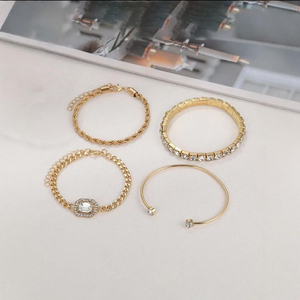 4 Pieces/Set Light Luxury Simple Design Geometric Chain <b>Bracelet</b> Personalized Women's Alloy <b>Bracelets</b> Fashionable Jewelry - Product Image 4