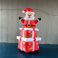 Décoration de Noël gonflable Père Noël avec boîte cadeau de 2 m en tissu Oxford pour extérieur, jardin, fête, événement, exposition