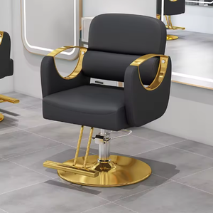 Nouvelle chaise de salon blanche en métal électroplaqué pour la coupe et la coloration des cheveux, avec levage simple en cuir, pouvant être retournée à l'envers, chaise de barbier - Product Image 5