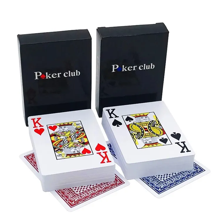 Venta al por mayor barato azul y rojo color Texas Hold'em plástico naipes de póquer