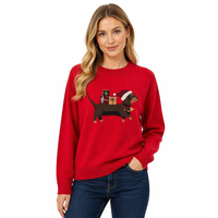 Pull en cachemire 100% pour femme, imprimé animal, tricoté à l'ordinateur, col rond, style décontracté, 225g, automne-hiver, sur mesure OEM ODM